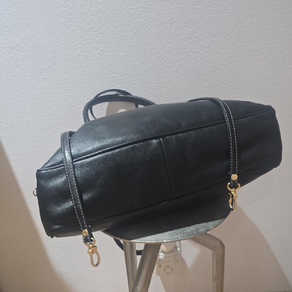 Fendi Black Leather Ventage Handbag with Gold Accents Authentic - Picture 7 of 16